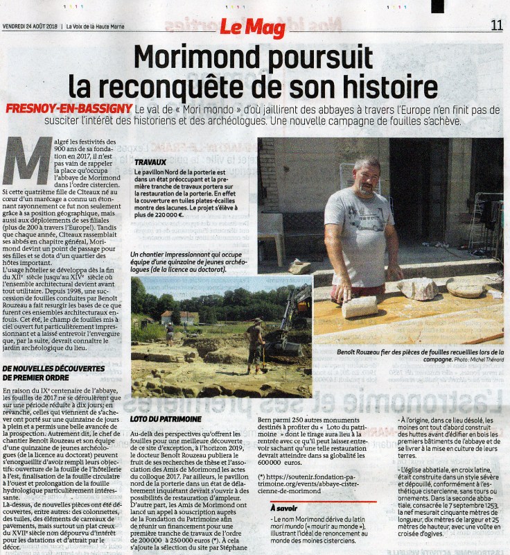 Un premier bilan des fouilles 2018 dans La Voix par Michel Thénard